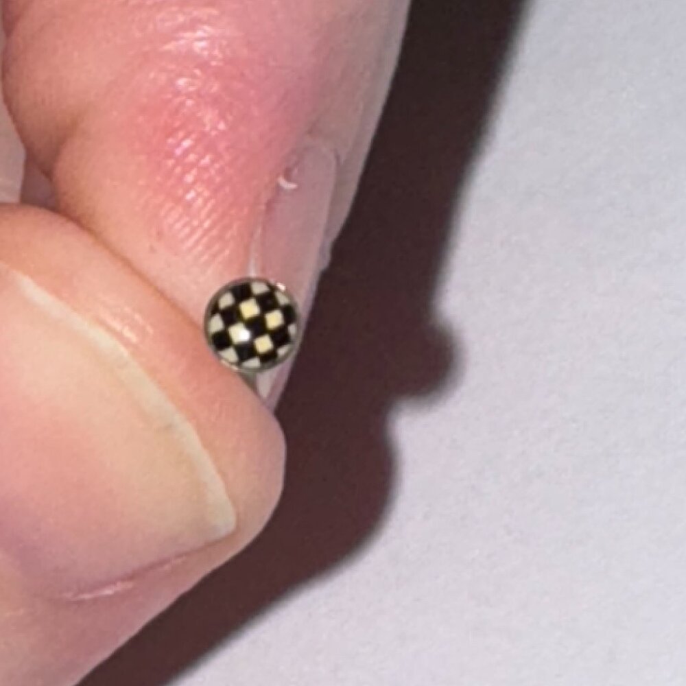 3mm Round Checkerboard Design 20 gauge nose rings